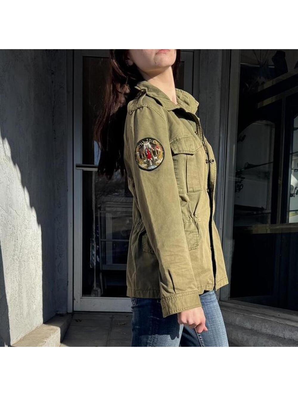 Zadig & Voltaire Olive Military Jacket Utility Field Coat Cotton Size L - Picture 4 of 8